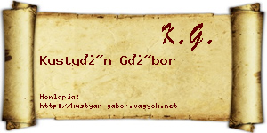 Kustyán Gábor névjegykártya